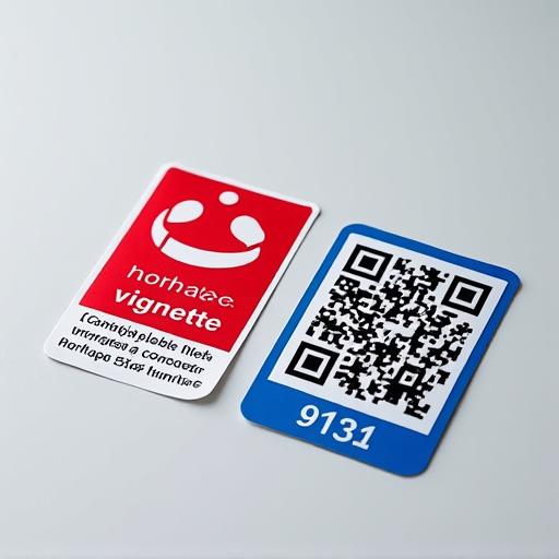 Darstellung der physischen Schweizer Vignette neben einem QR-Code für die digitale E-Vignette.